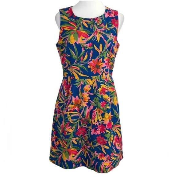 J. Crew Tropical Floral Print Sleeveless Sheath Dress - Picture 5 of 7